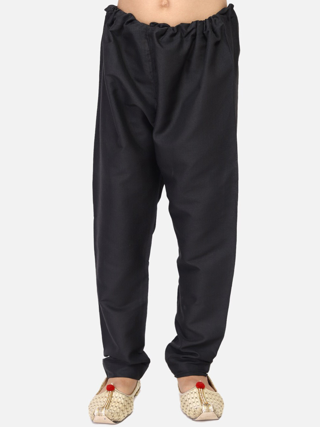 TABARD Boys Black Solid Pure Cotton Churidar