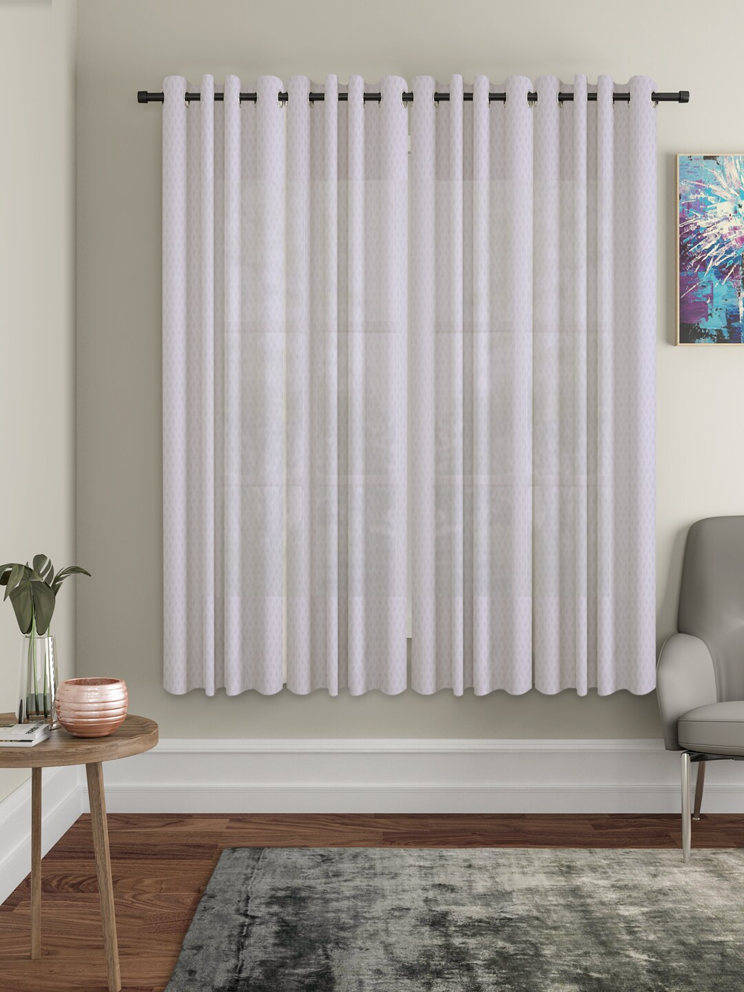 HOSTA HOMES White Set of 4 Window Curtain