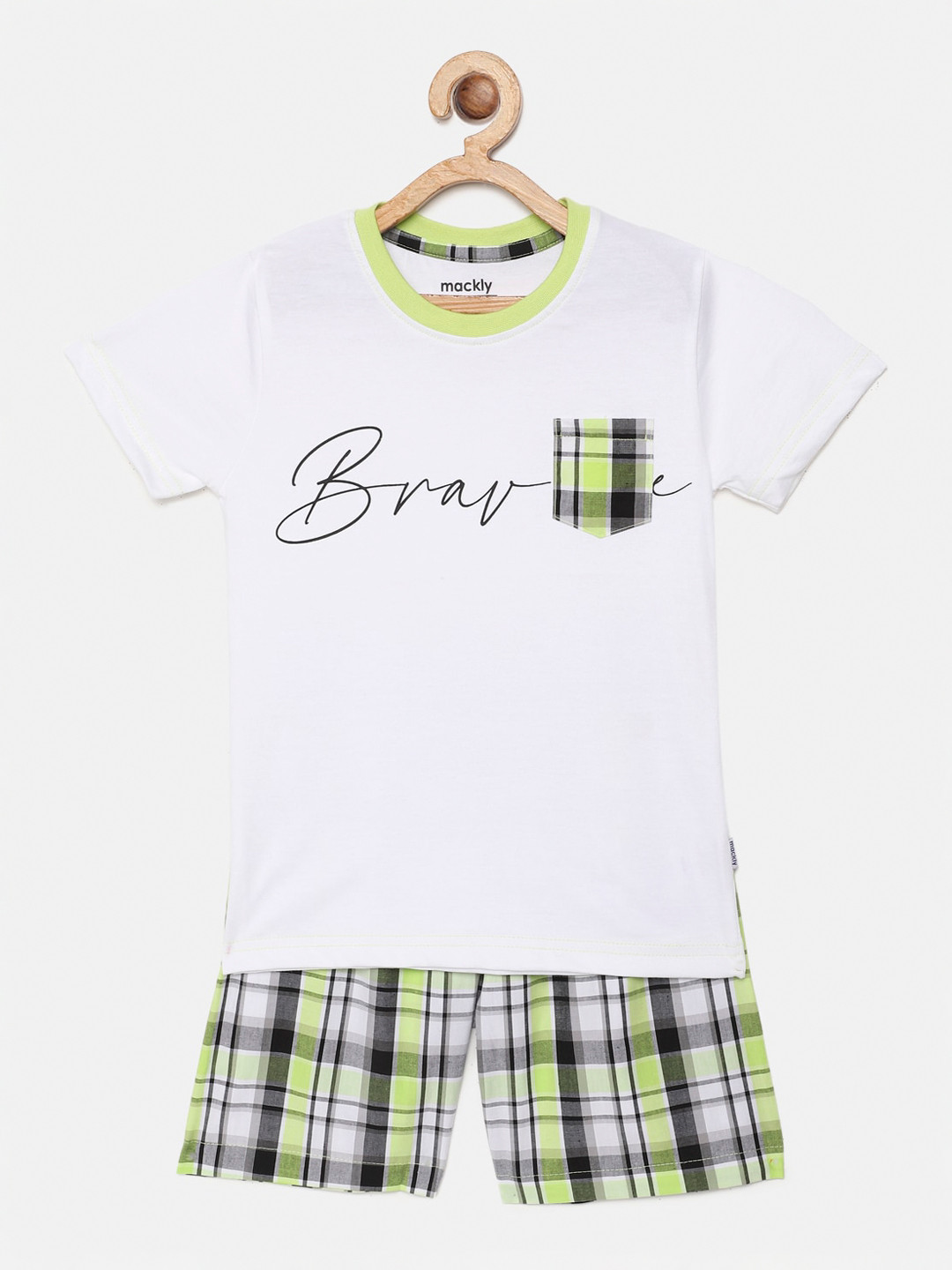 mackly Brave Typographic T-shirt with Shorts Night Suit