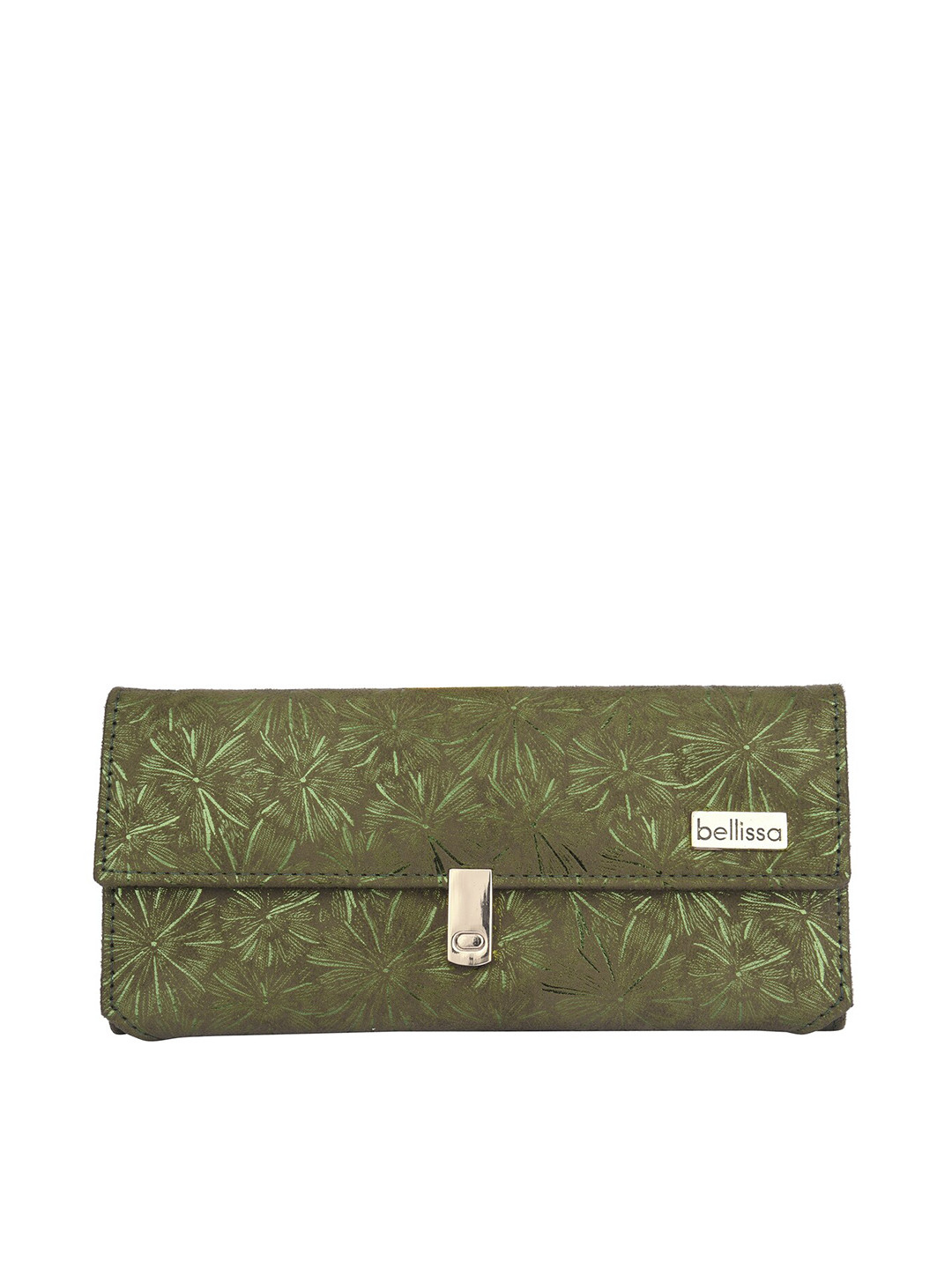 Bellissa Women Green Floral Printed PU Two Fold Wallet