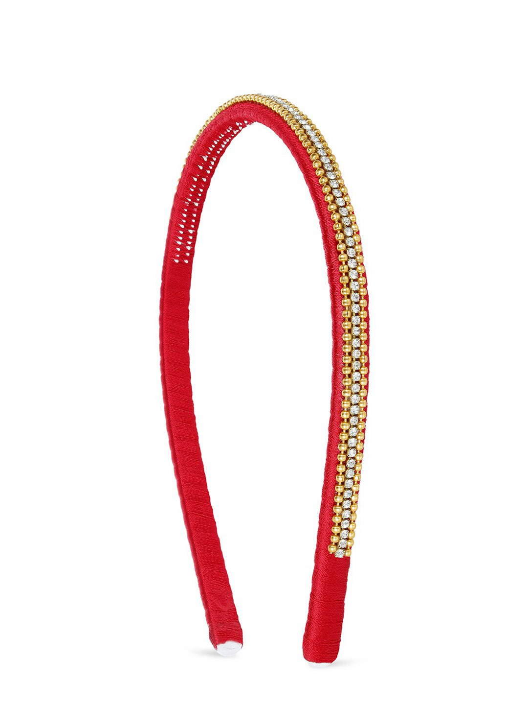 AKSHARA Girls Red Handcrafted Embellished Hairband with Silk Thread