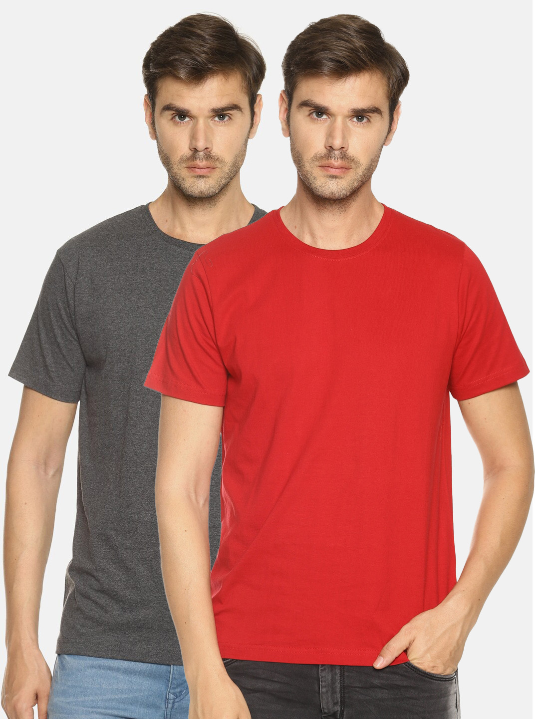 OBOW Men Charcoal 2 Raw Edge T-shirt