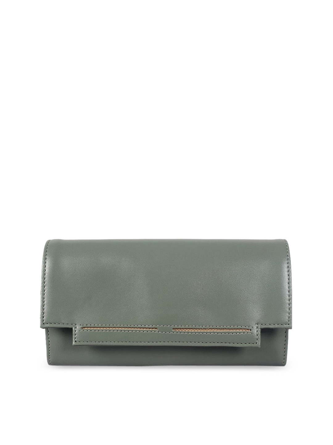 THE CLOWNFISH Laura Olive Green Colourblocked Structured Sling Bag