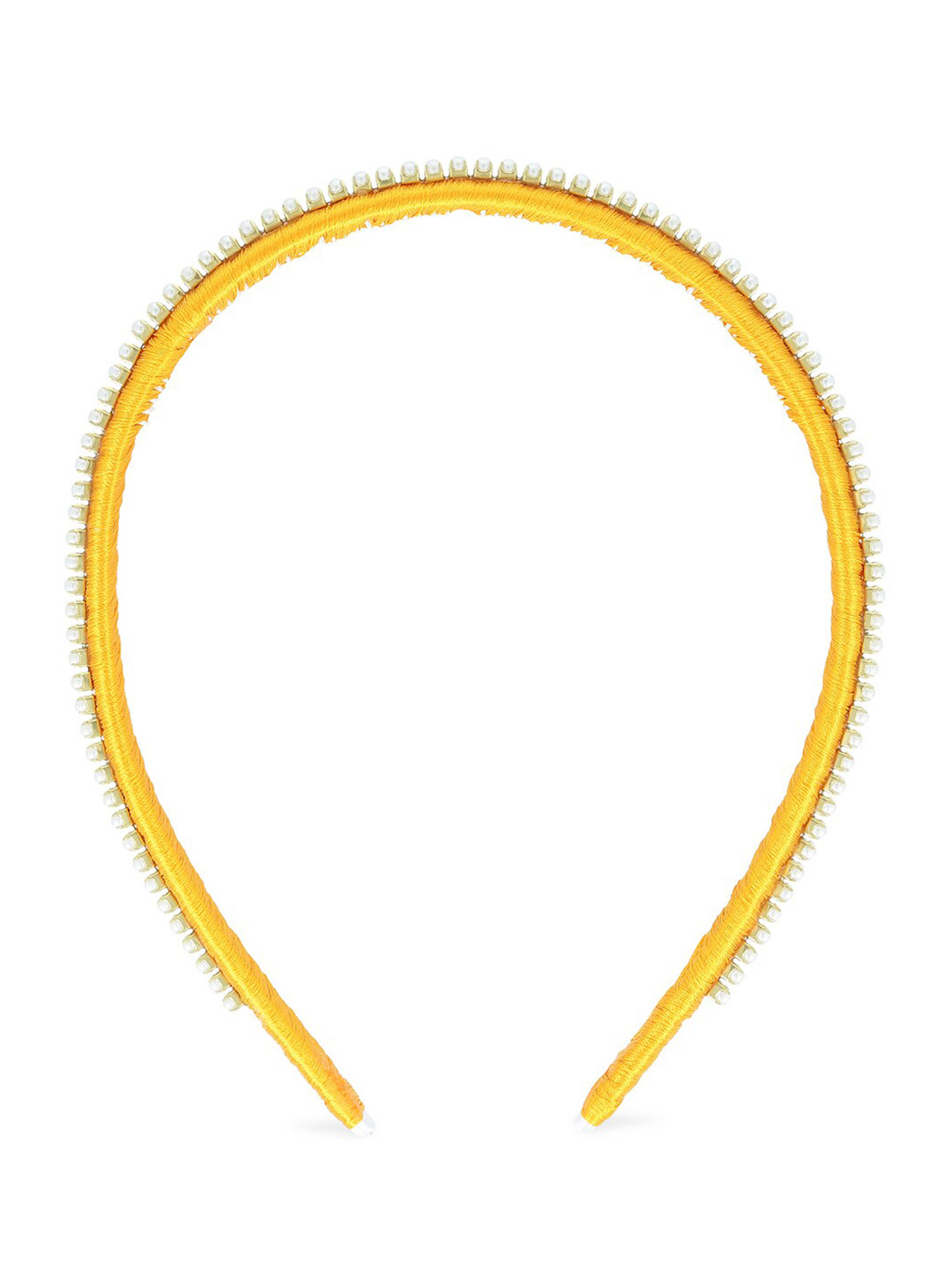 AKSHARA Girls Mustard Yellow & White Beaded Hairband