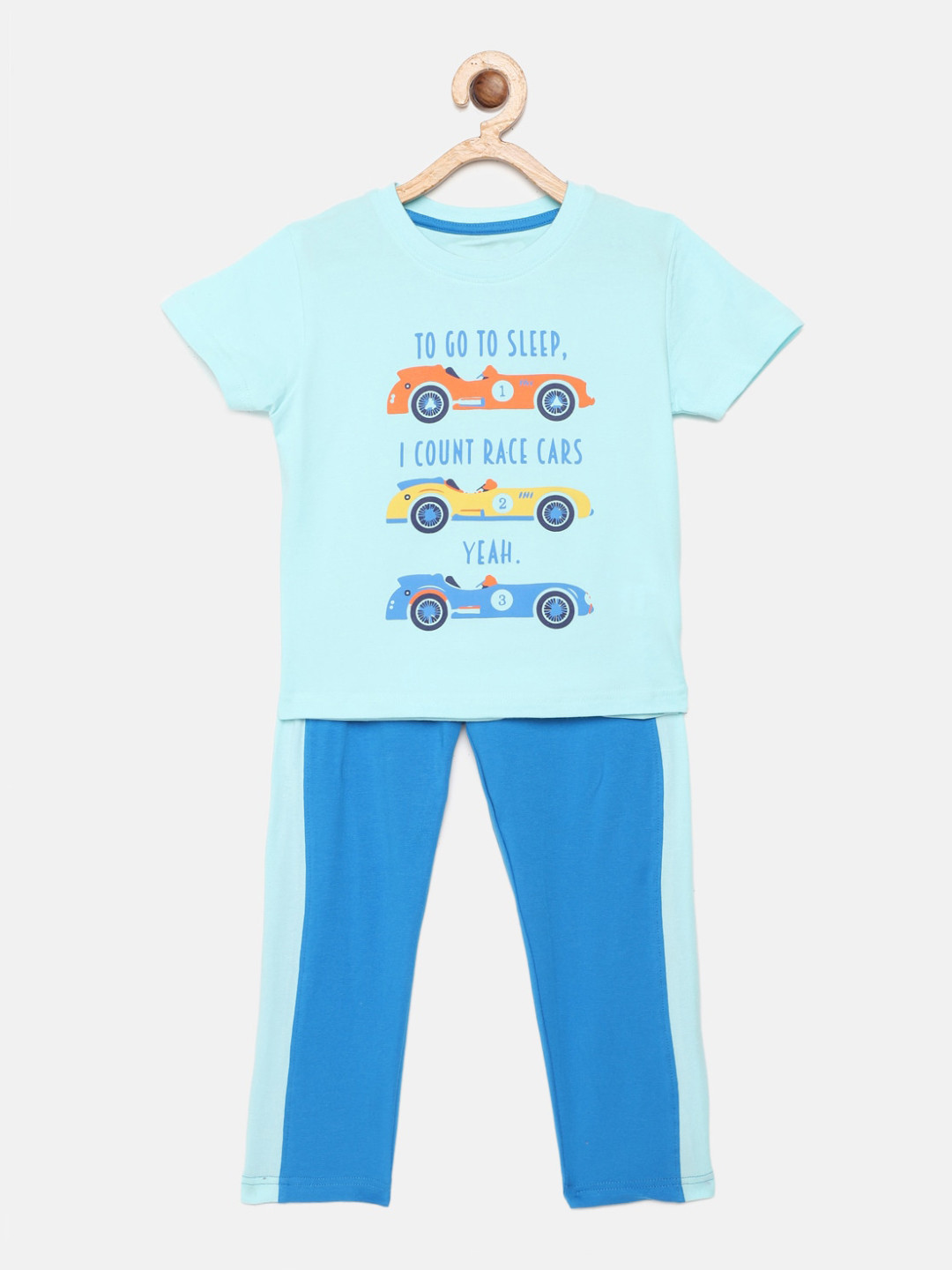 mackly Boys Blue & Orange Graphic Printed Night suit ISPJ-38-2-3YRS