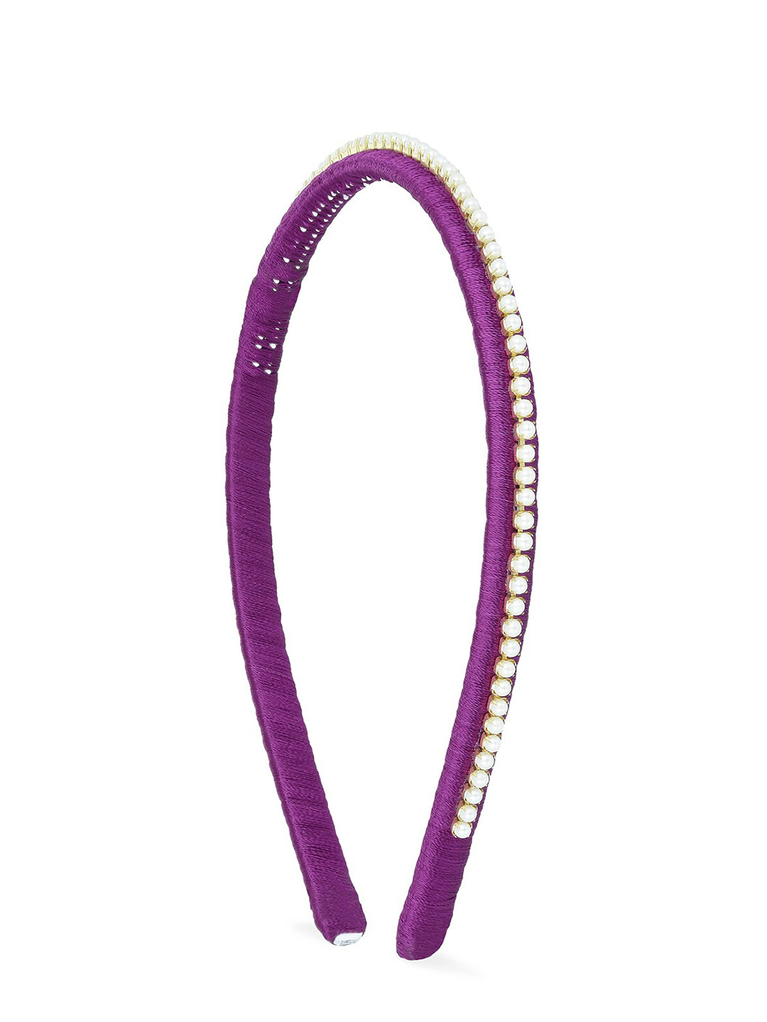 AKSHARA Girls Purple & White Handcrafted Beaded Hairband with Silk Thread