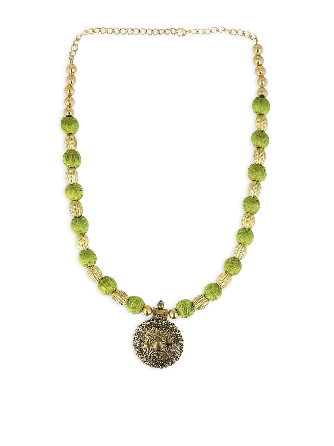 AKSHARA Women Brass-Plated & Green Handcrafted Necklace