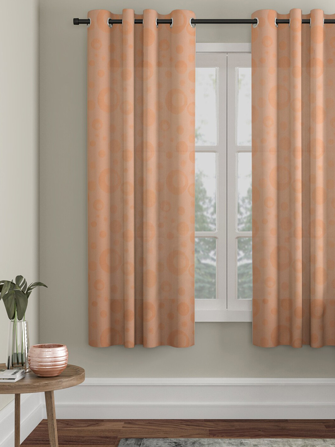 HOSTA HOMES Beige Geometric Window Curtain
