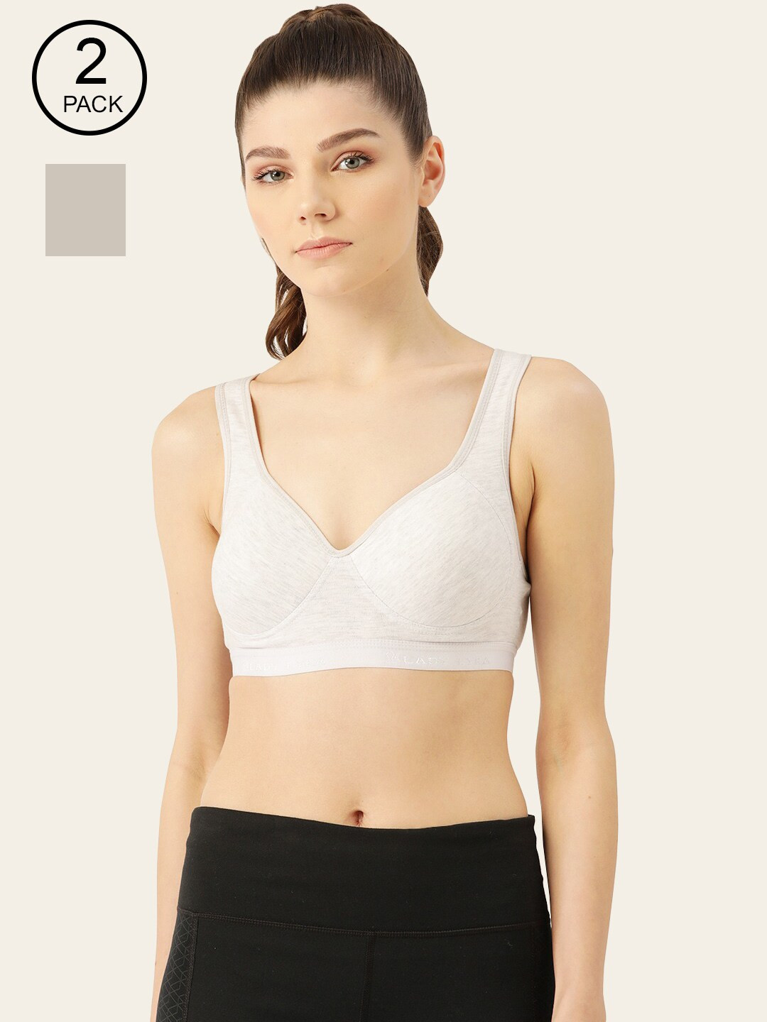 Lady Lyka Pack of 2 Racer Back Workout Bra - Lightly Padded PROVOGUE-LGRY-GRYM