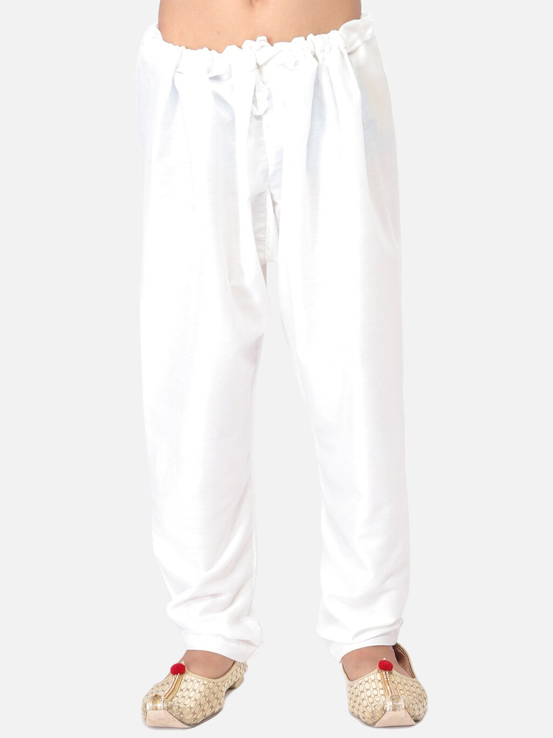 TABARD Boys White Solid Slim-fit Cotton Churidar