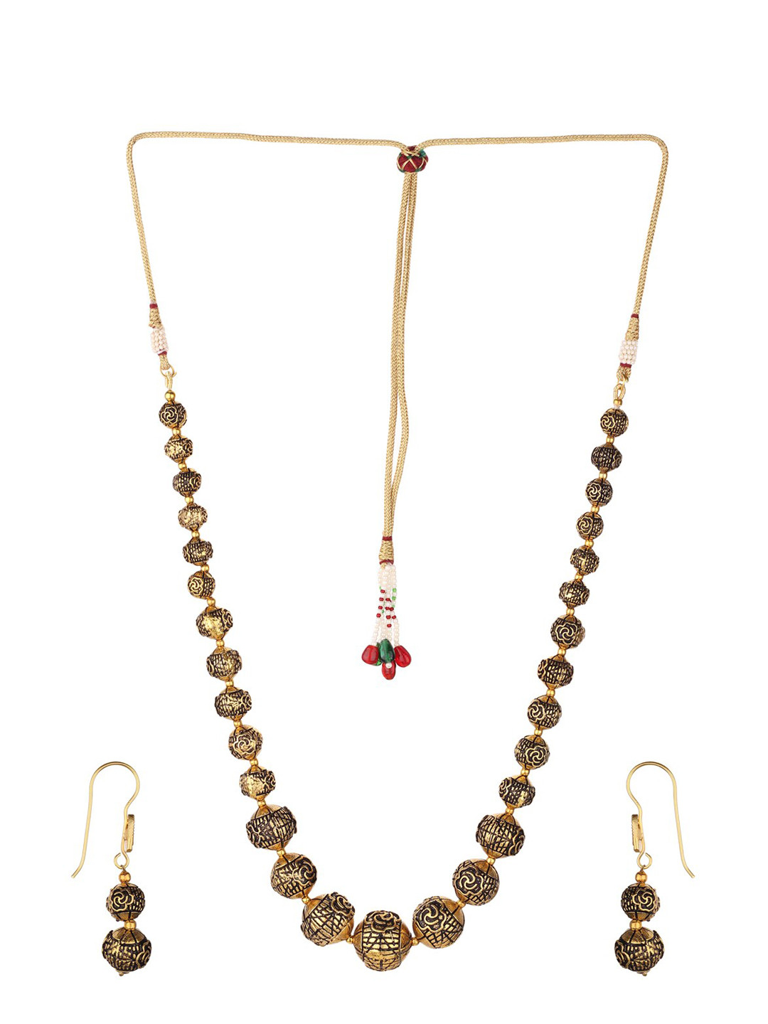 Runjhun Gold-Plated Handcrafted Beaded Designer Jewellery Set