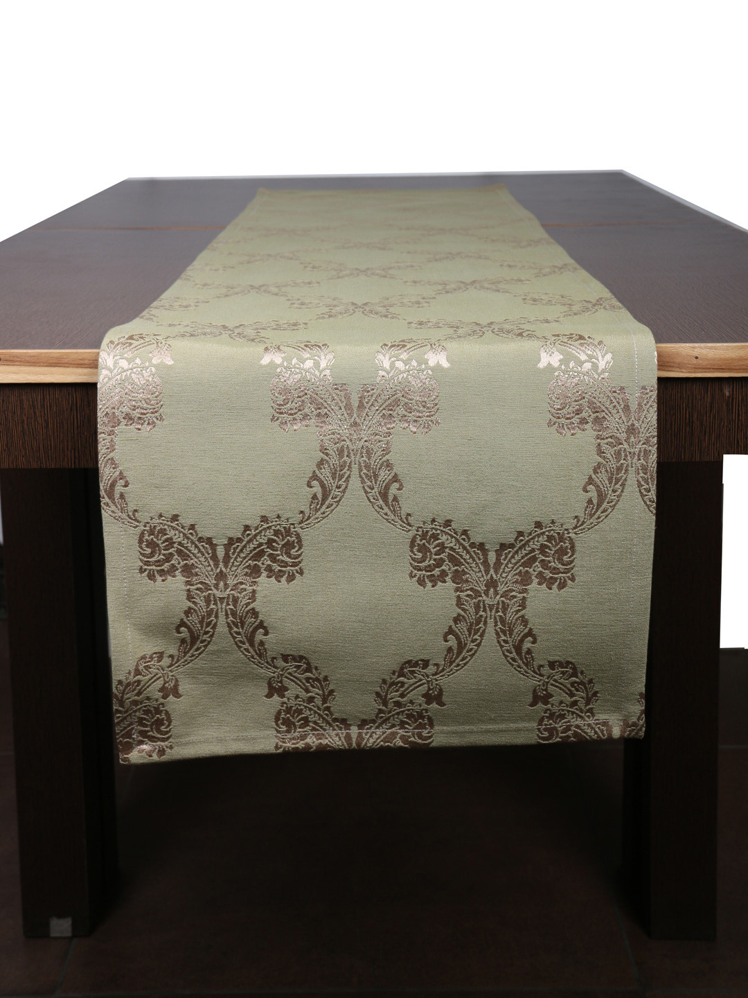 Home Green & Gold-Toned Woven Design Table Runner