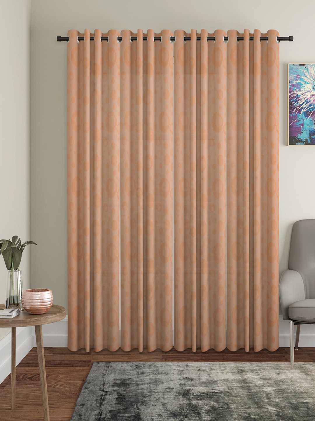HOSTA HOMES Beige Set of 4 Geometric Door Curtain