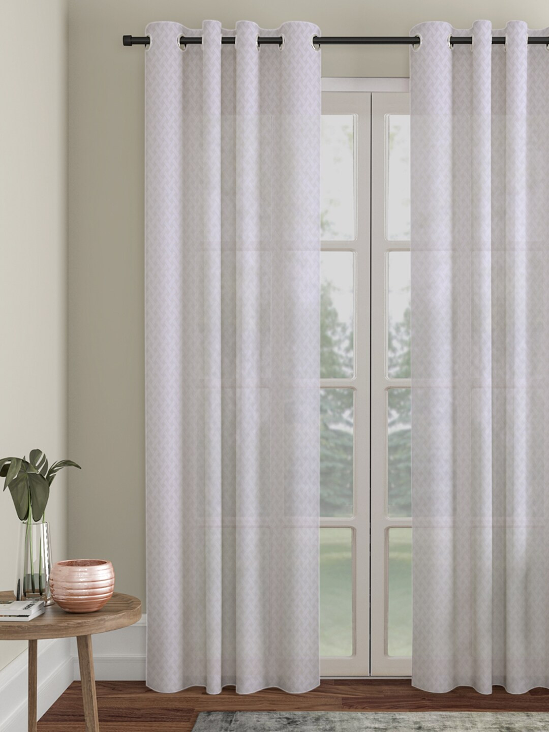 HOSTA HOMES White Geometric Door Curtain