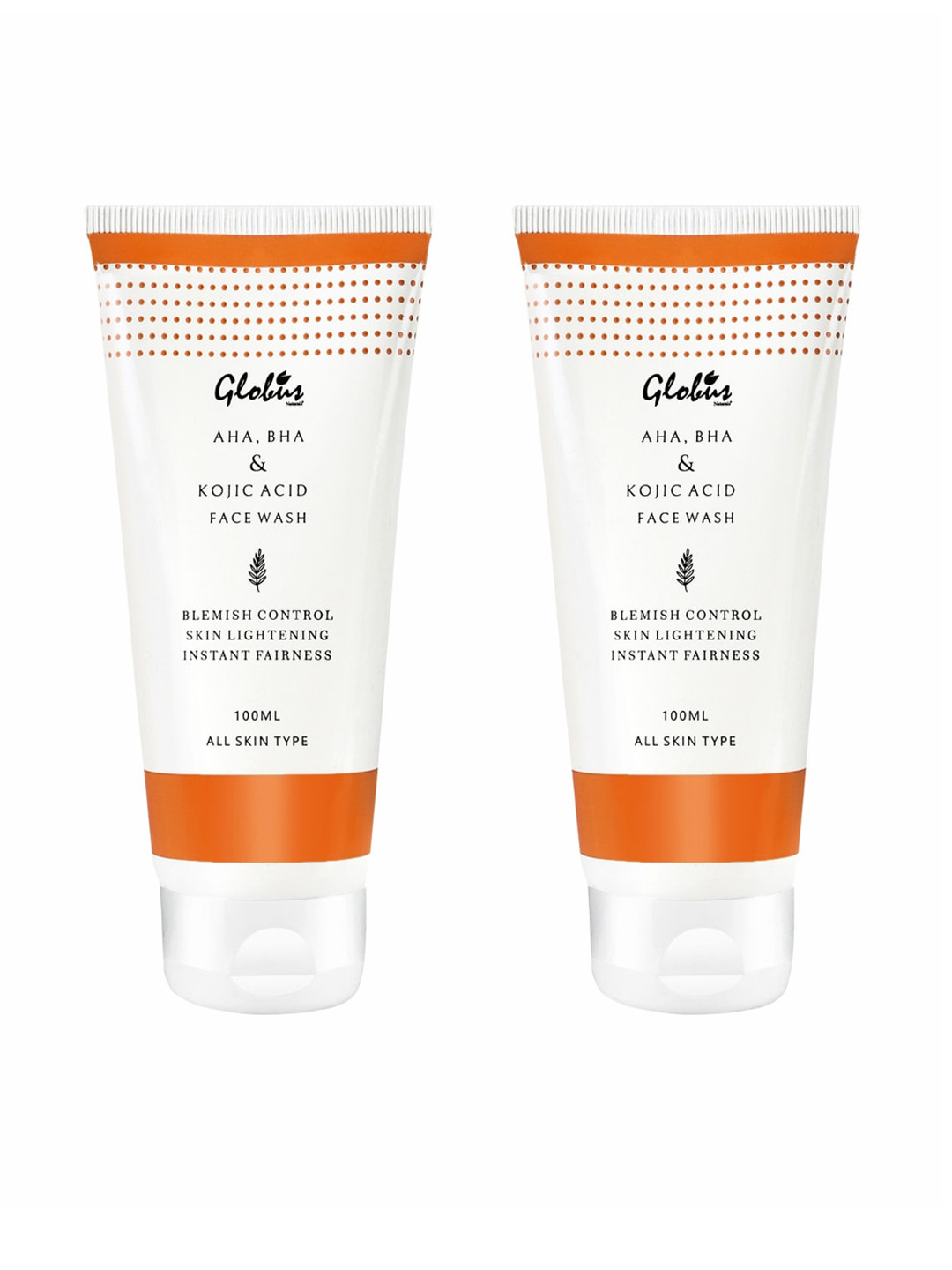 Globus Naturals Pack Of 2 AHA, BHA & Kojic Acid Fairness Face Wash 100 ml