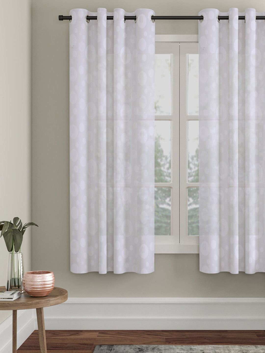 HOSTA HOMES White Geometric Window Curtain