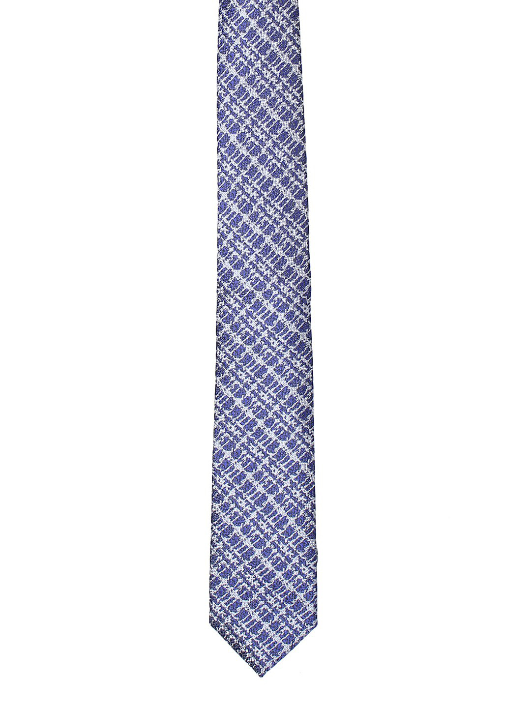 Alvaro Castagnino Men Navy Blue & White Checked Ascot Tie
