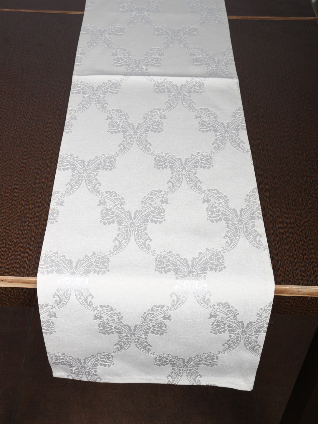 Home Cream-Colored & Grey Abstract Table Runner