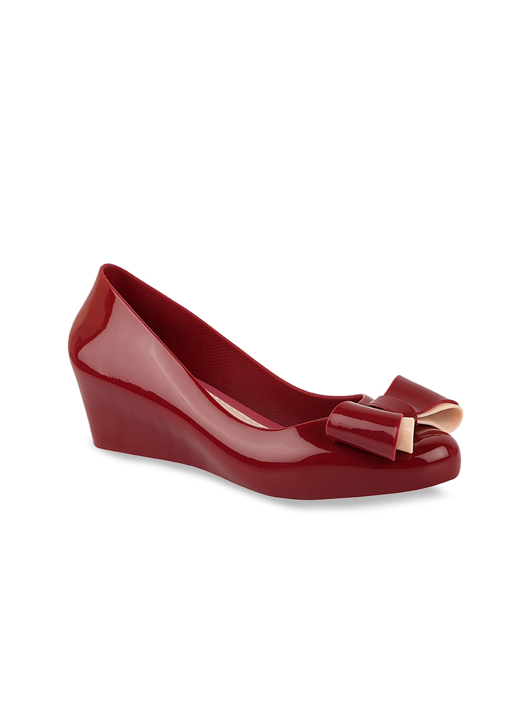Shoetopia Red Wedge Pumps with Bows