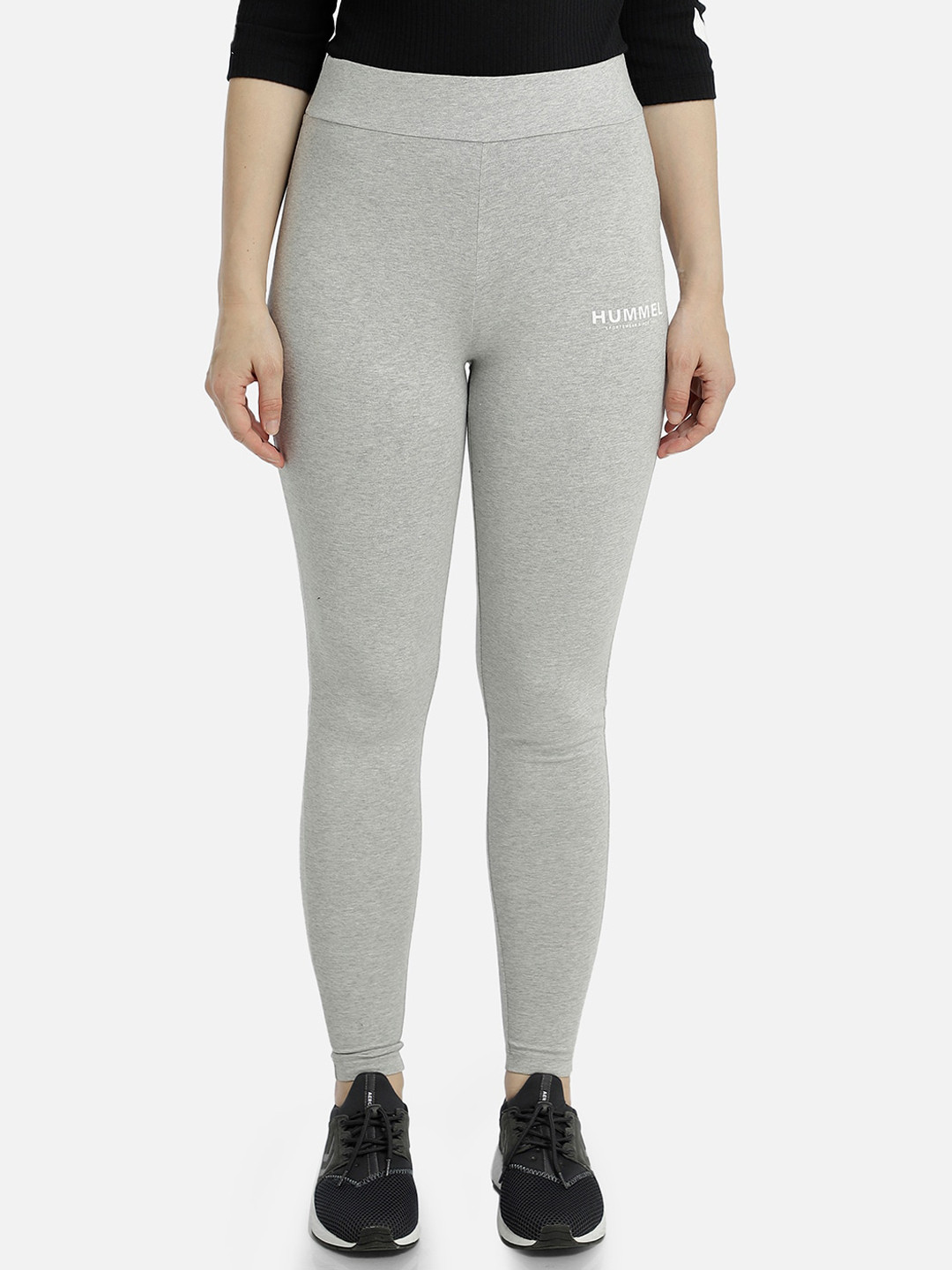 hummel Women Grey Solid Tights