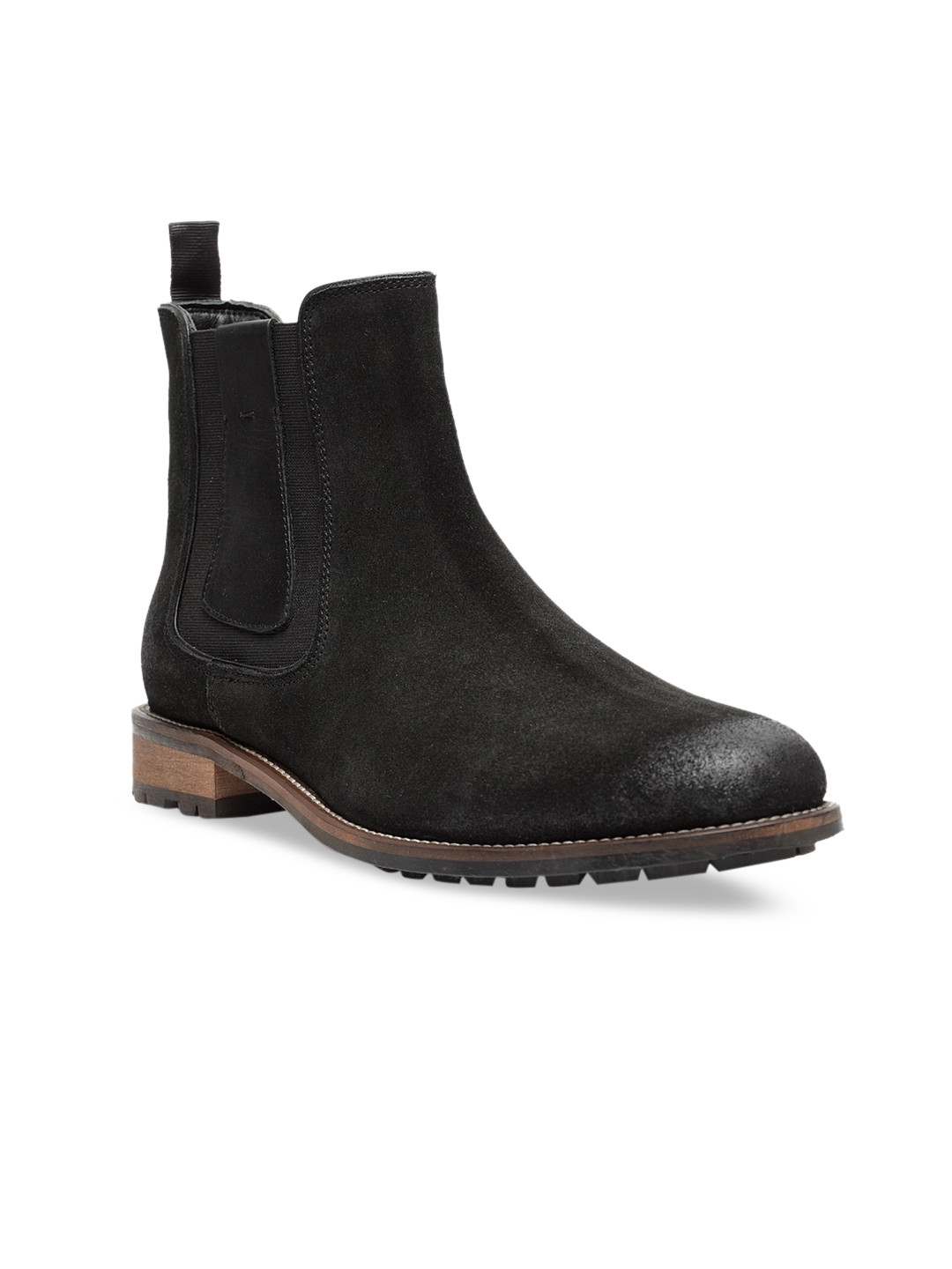 Teakwood Leathers Men Black Solid Genuine Leather High-Top Flat Boots