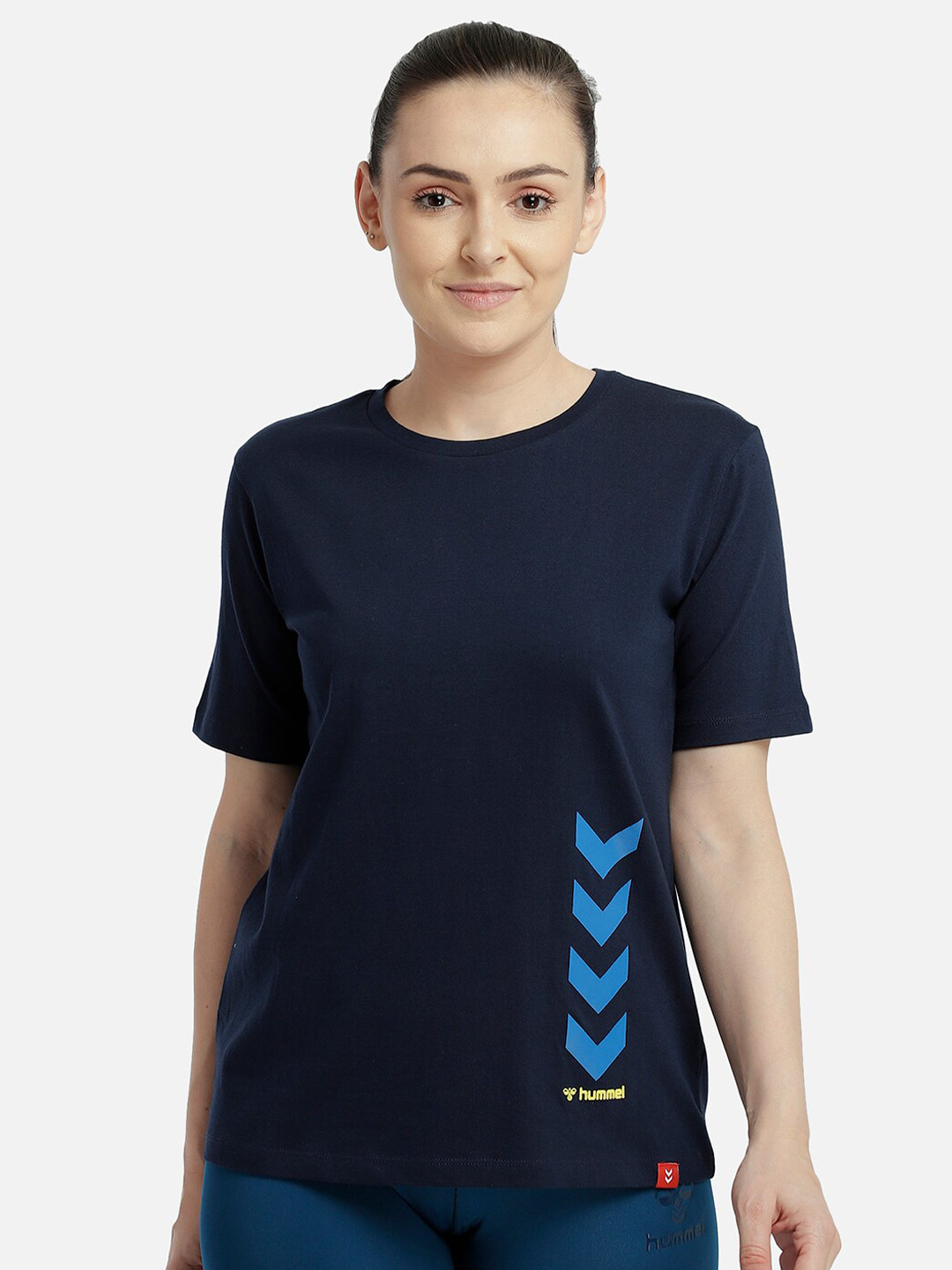 hummel Women Navy Blue Printed T-shirt