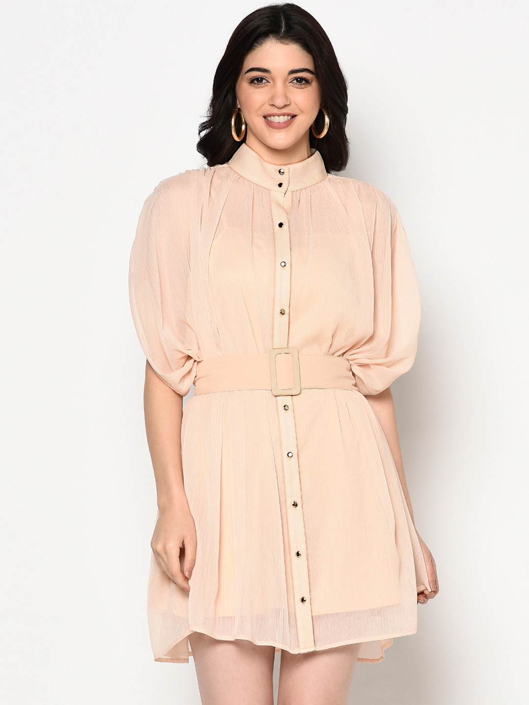 BLANC9 Polyester Above Knee Shirt Dress