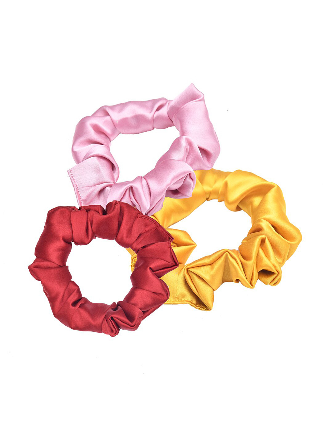 FUNKRAFTS Girls Pink & Yellow Set of 3 Ponytail Holders
