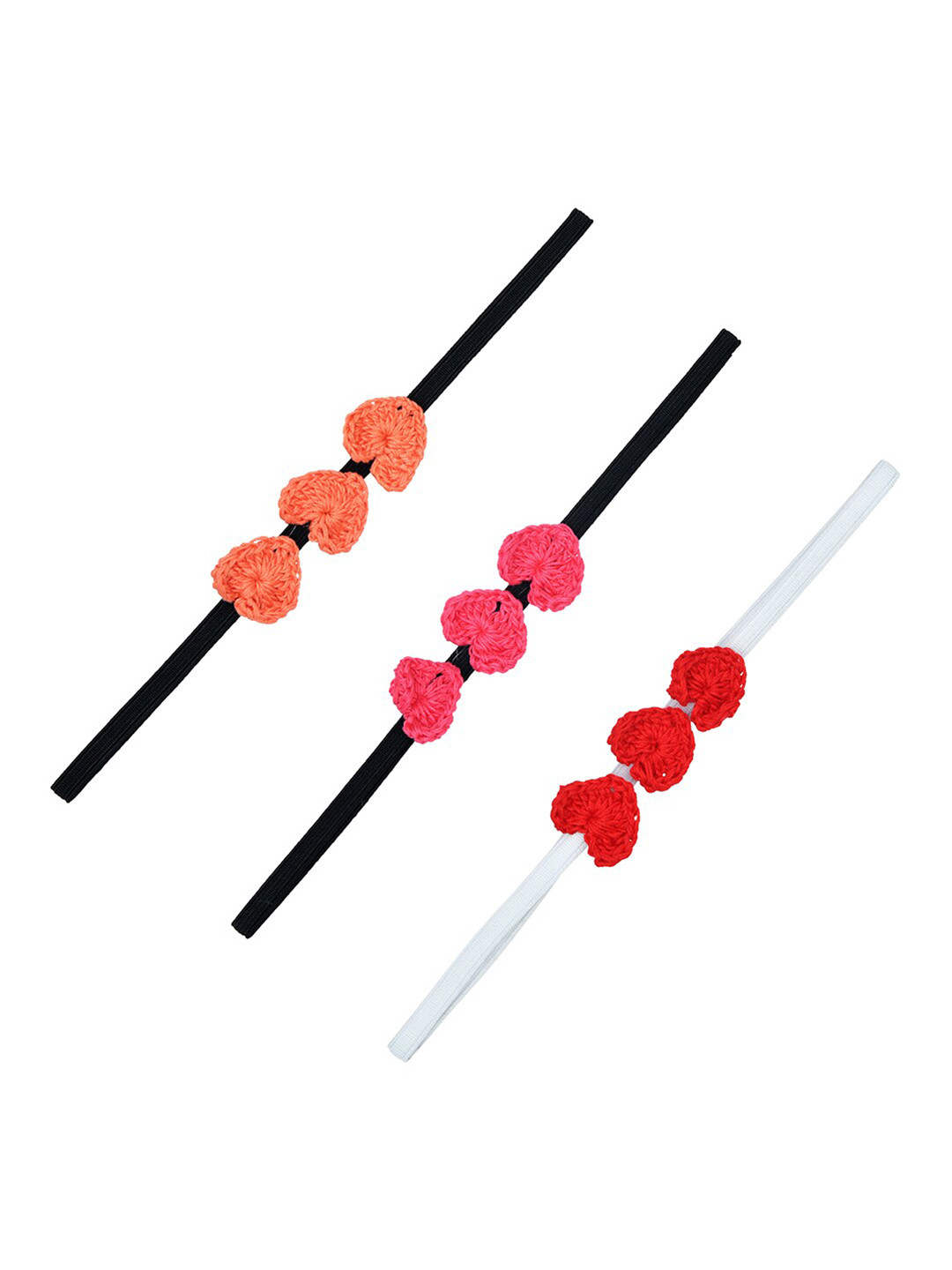 FUNKRAFTS Girls Peach & Pink Set of 3 Hairband