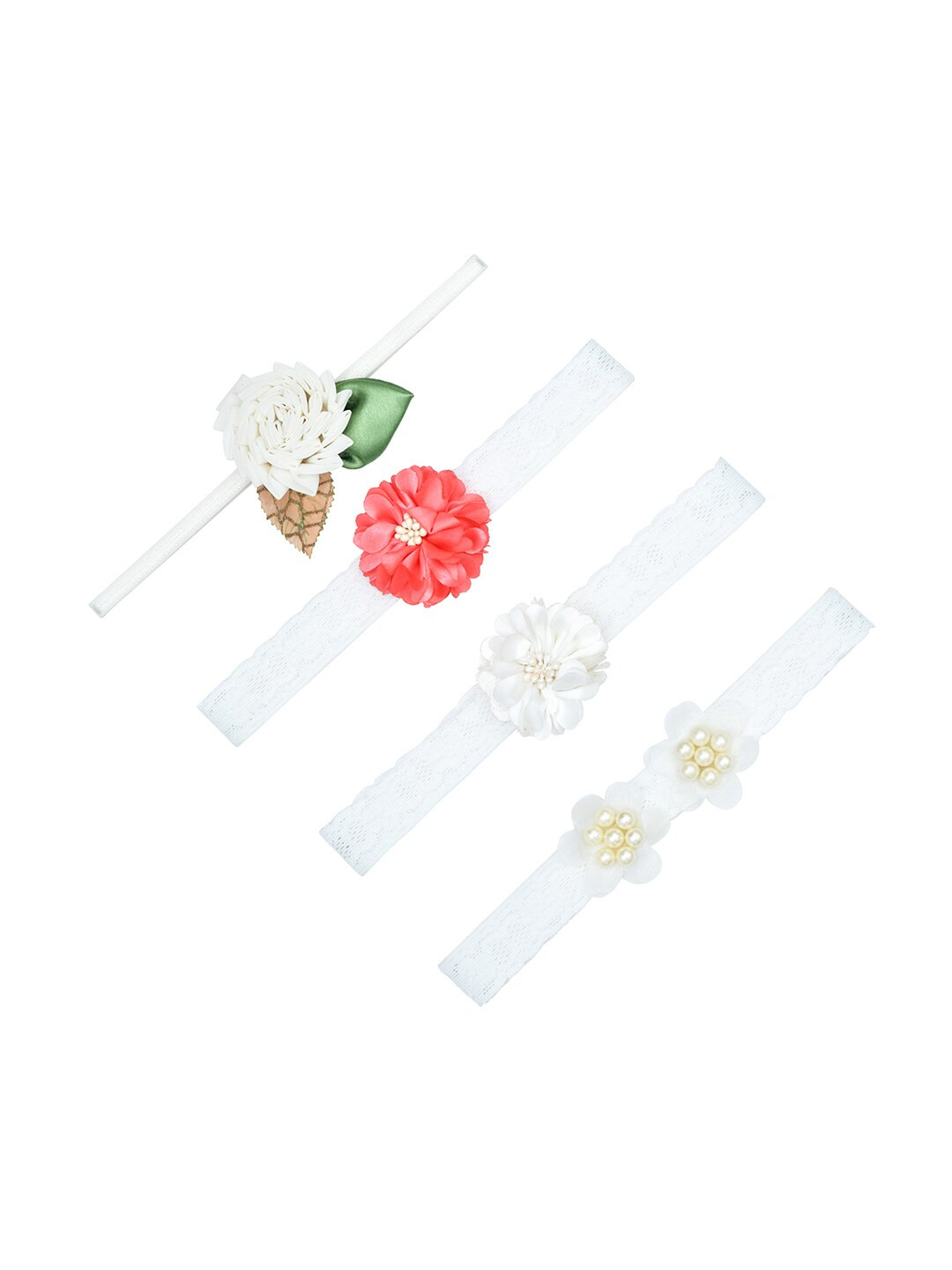 FUNKRAFTS Girls White & Green Set of 4 Hair Accessory Set