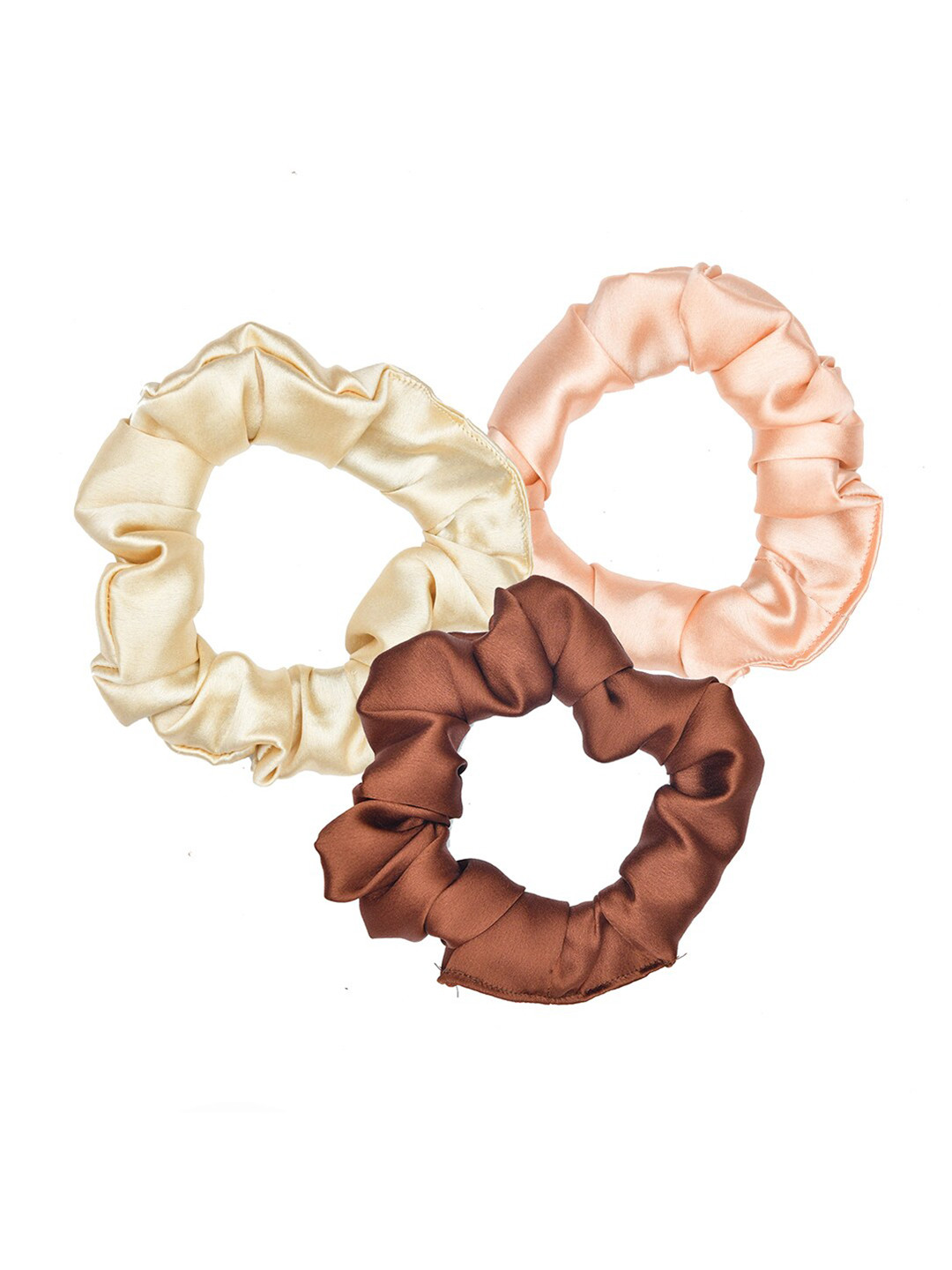FUNKRAFTS Girls Cream & Peach-Coloured Set of 3 Ponytail Holders