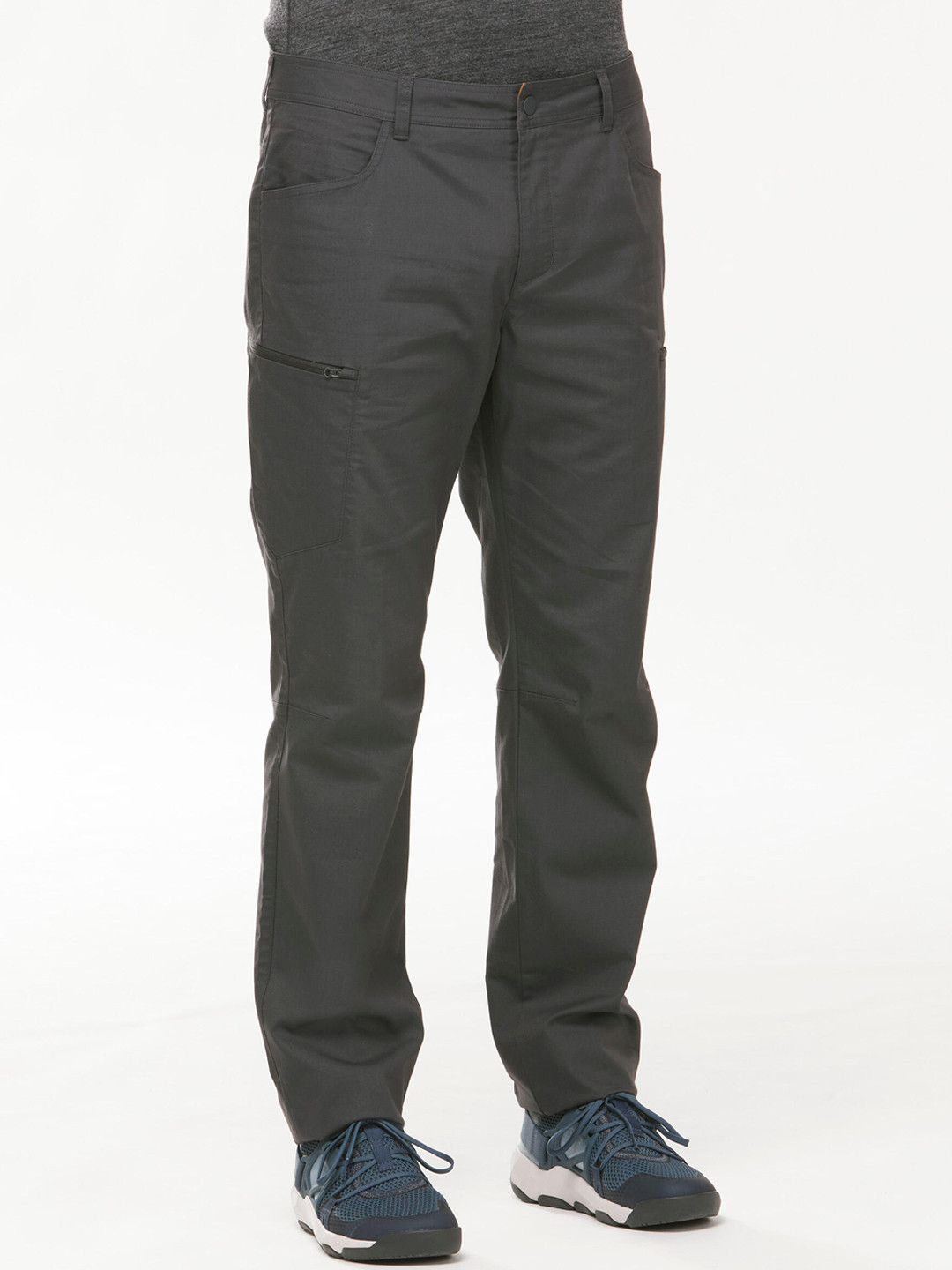 Decathlon QUECHUA Men Grey Slim Fit Organic Cotton Hiking And Trekking Trousers