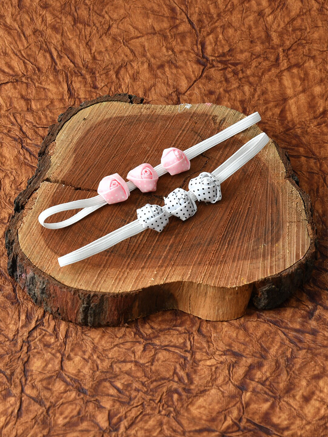 FUNKRAFTS Girls Grey Melange & Pink Set of 2 Hairband