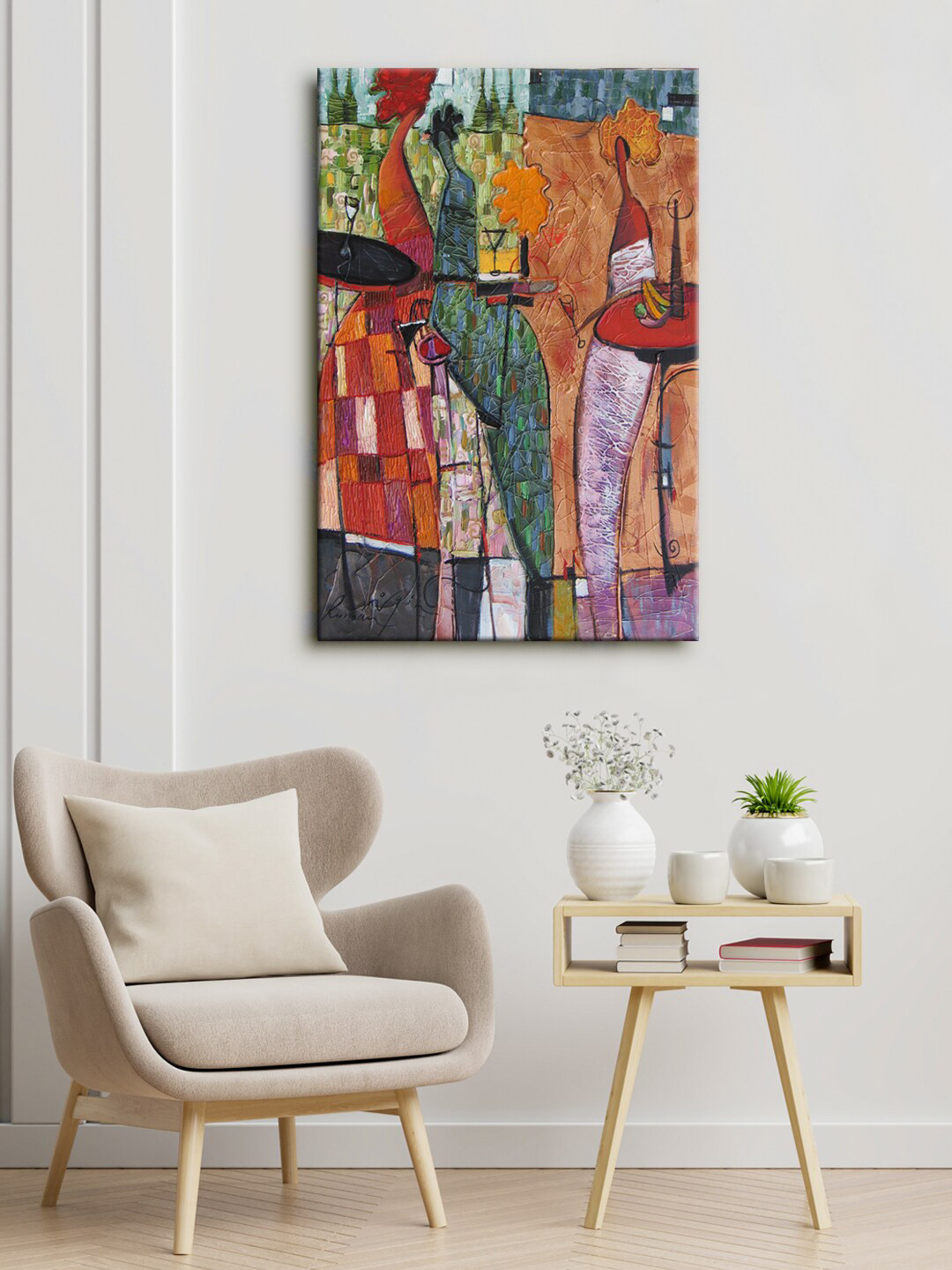 999Store Brown & Blue Modarn Art Abstract Canvas Painting Wall Art