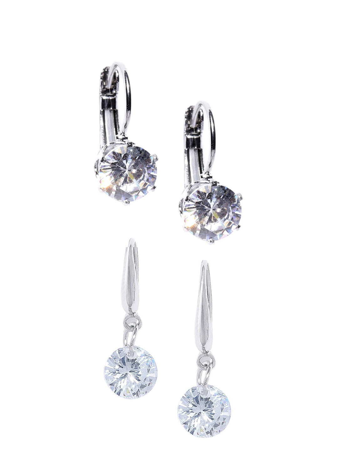 OOMPH Silver Contemporary Hoop Earrings