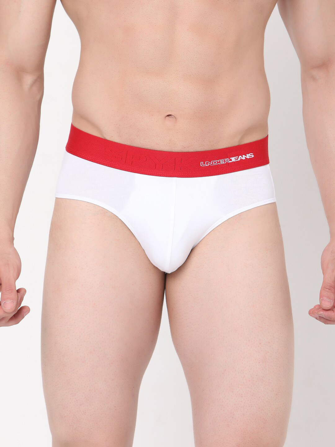UnderJeans by Spykar Men White Solid Basic Briefs UJMBRPBS003