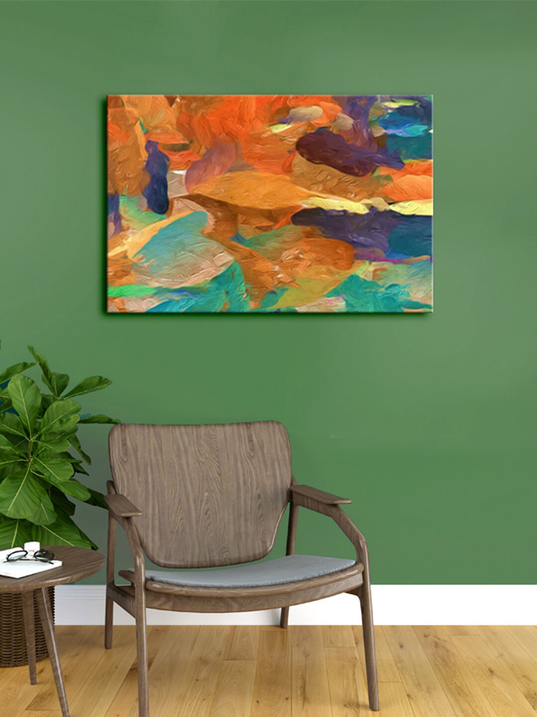 999Store Brown & Orange Abstract Canvas Framed Wall Art