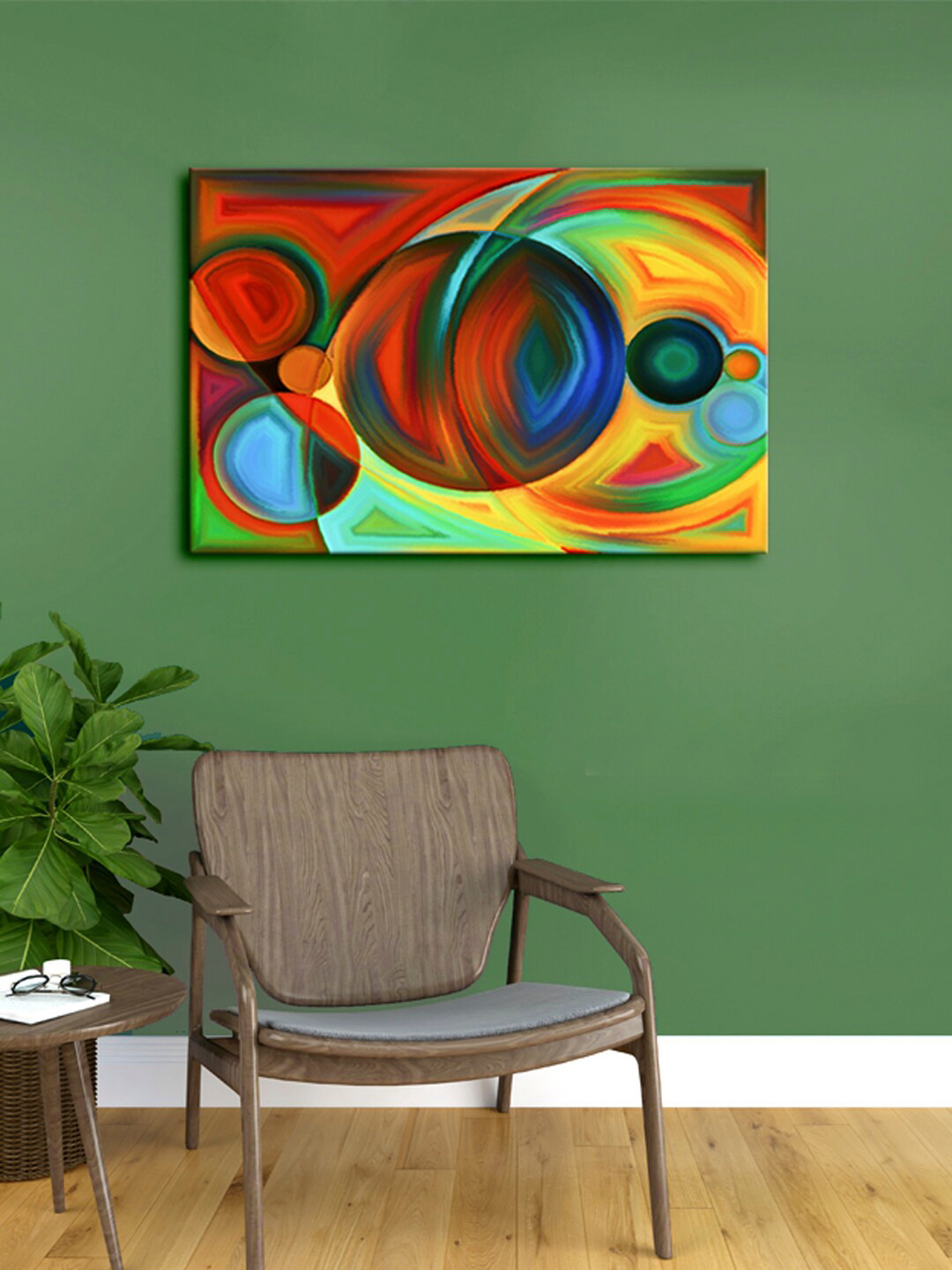 999Store Multi Abstract Circle Framed Canvas Painting Wall Art