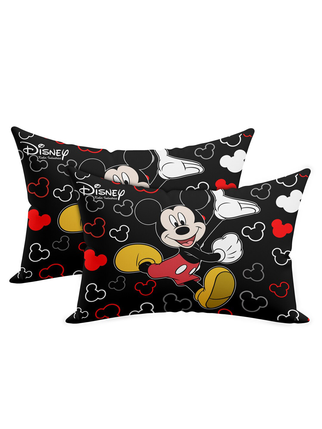 Kuber Industries Disney Black Cartoon Characters Cotton Stain-Resistant Set of 2 Medium Fibre Sleep Pillow-60 x 40 cm