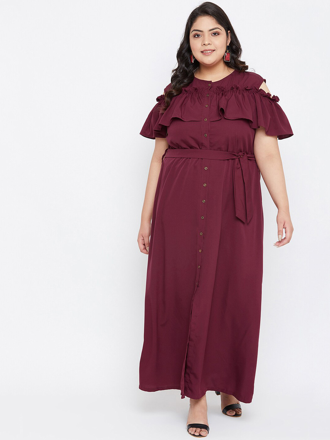 Uptownie Lite Maroon Crepe Maxi Dress