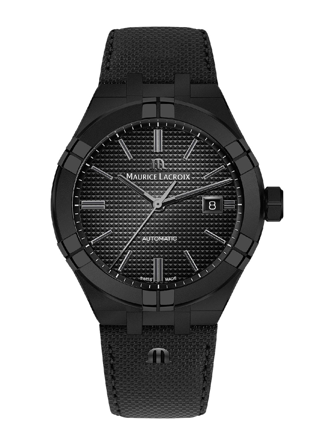 MAURICE LACROIX Men Aikon Black Leather Strap Analogue Automatic Watch AI6008-PVB01-330-1