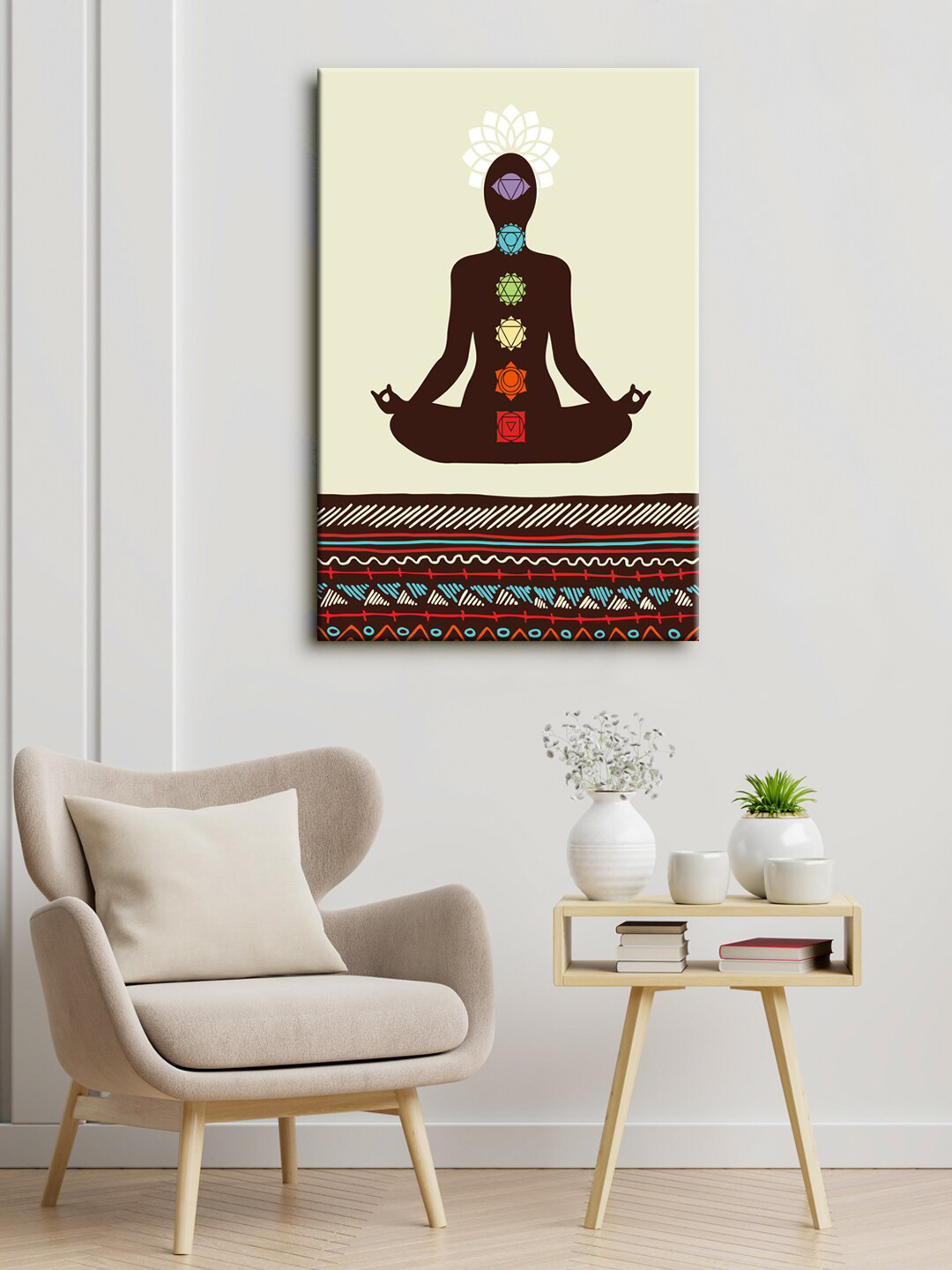 999Store Multicoloured Seven Chakra Meditation Canvas Framed Wall Art