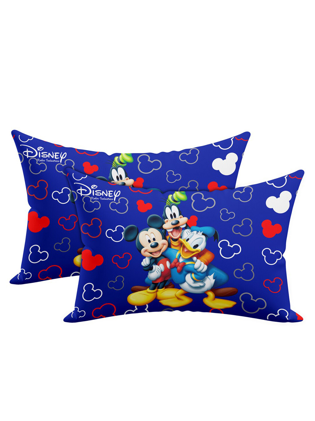 Kuber Industries Disney Blue Cartoon Characters Cotton Stain-Resistant Set of 2 Medium Fibre Sleep Pillow-60 x 40 x 1 cm