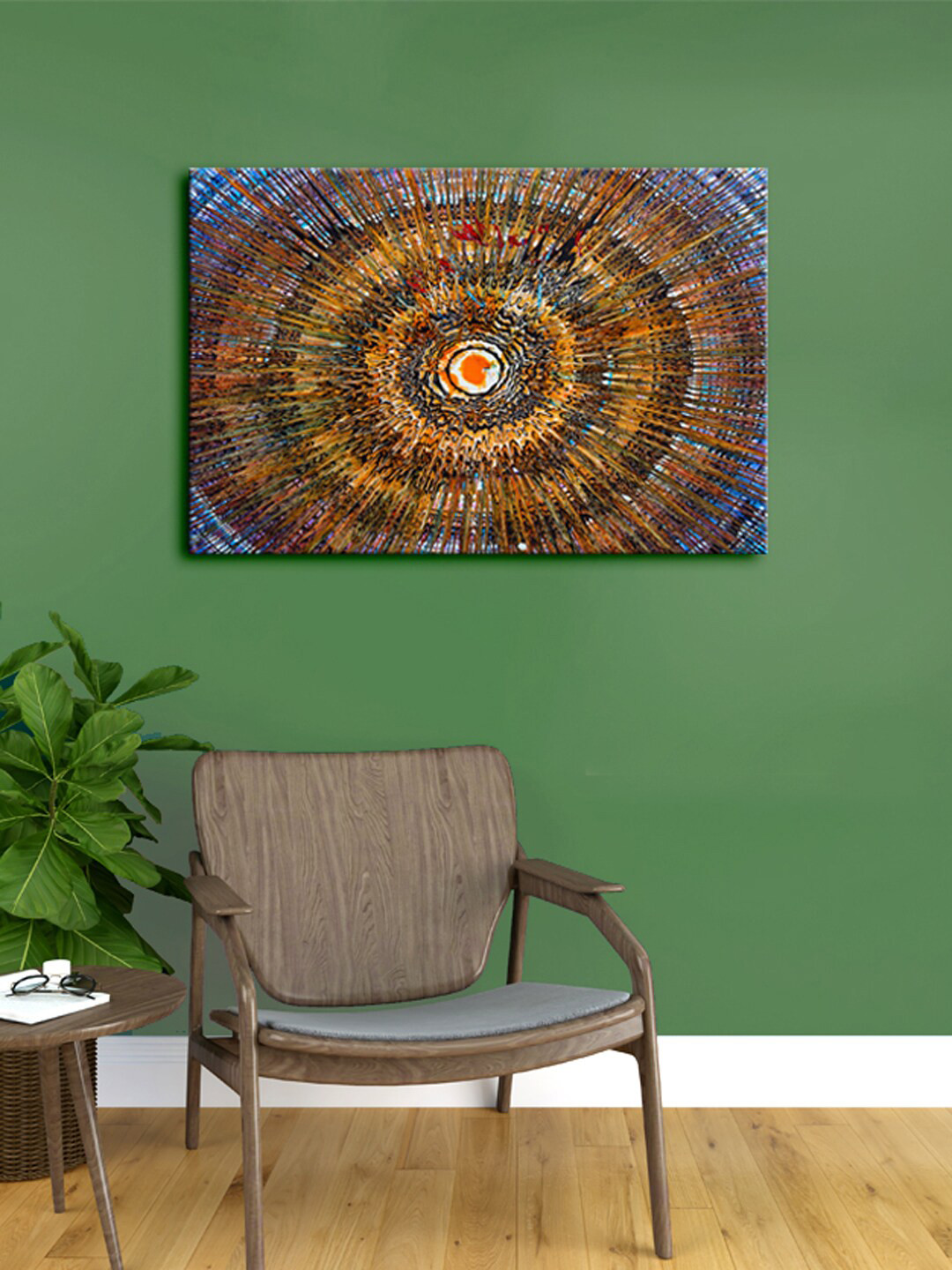 999Store Brown & Blue Abstract Canvas Framed Wall Art