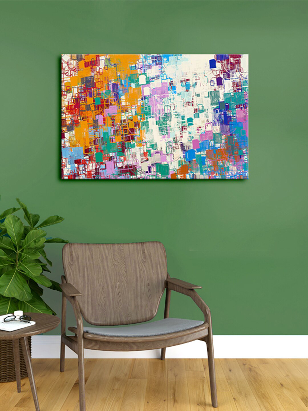 999Store White & Orange Abstract Morden Art Framed Canvas Painting Wall Art