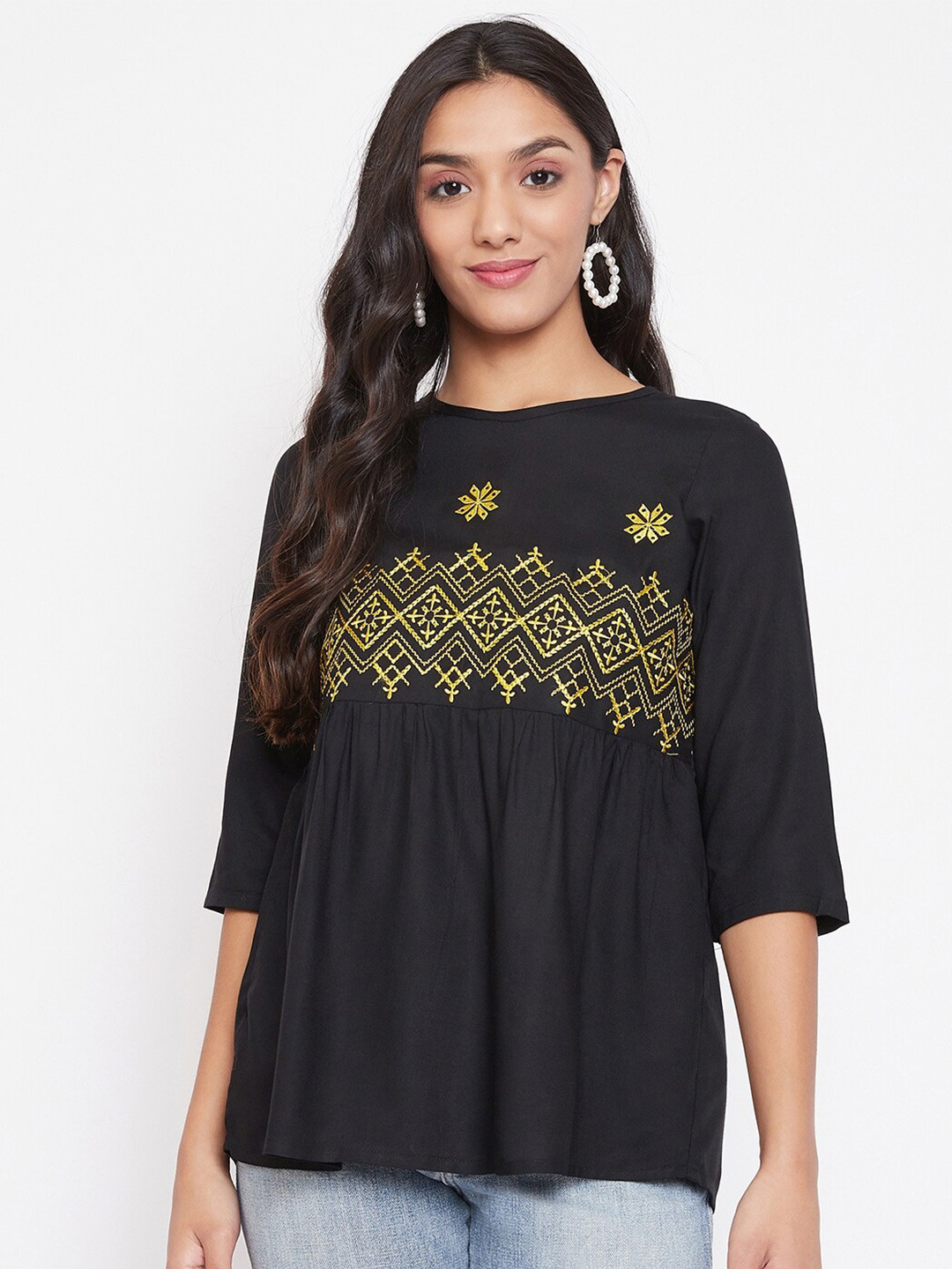 WineRed Black Print Top