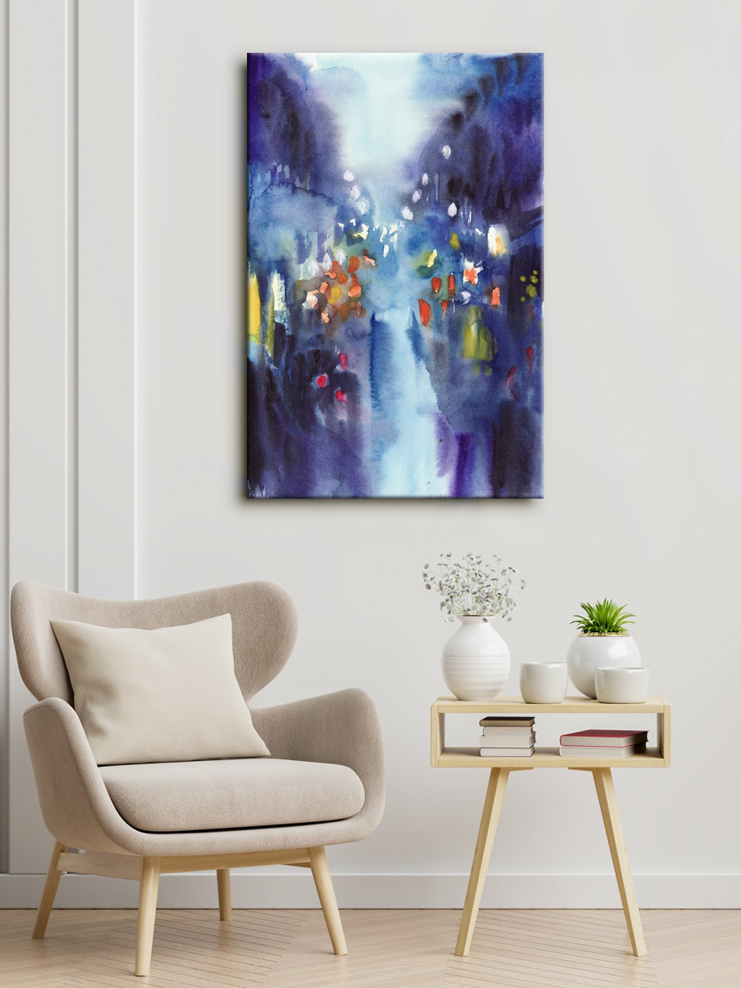 999Store Blue & White Abstract Wall Canvas Painting Wall Art