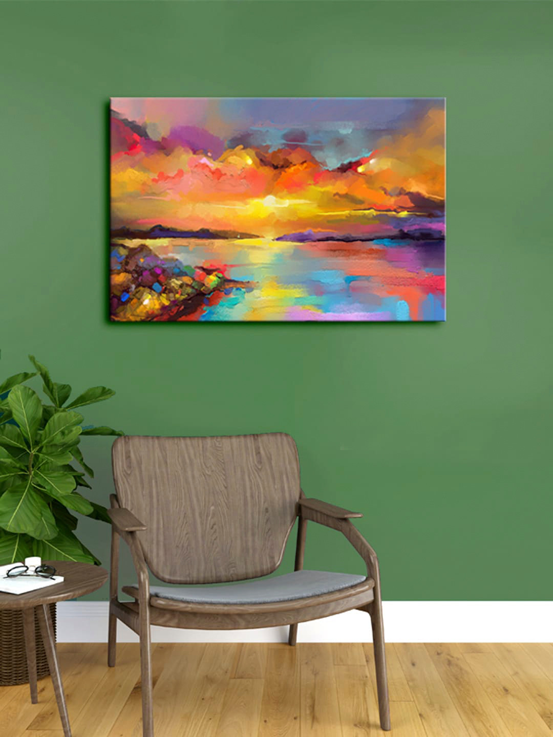 999Store Yellow & Orange Abstract Canvas Painting Framed Wall Art