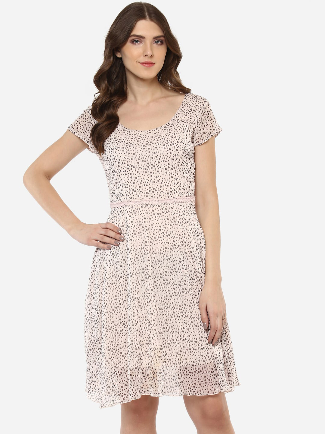 Porsorte Pink & Black Polka Dot Dress