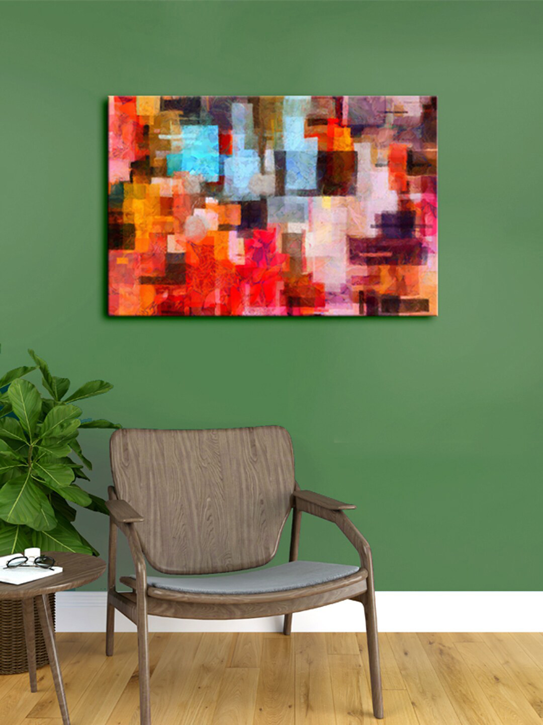 999Store Red & Blue Abstract Canvas Painting Framed Wall Art